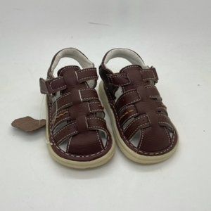 Kids Shoes Stingray Bert Brown Leather Hook & loop Toddler Sandal Shoe